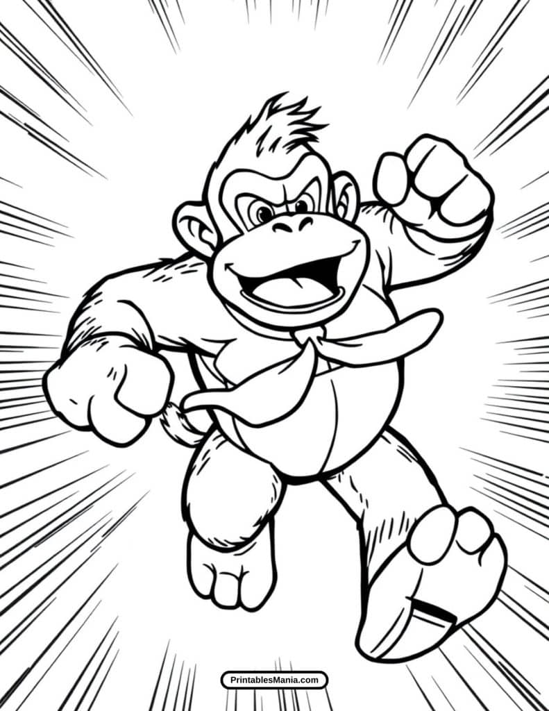 donkey kong running through  coloring image