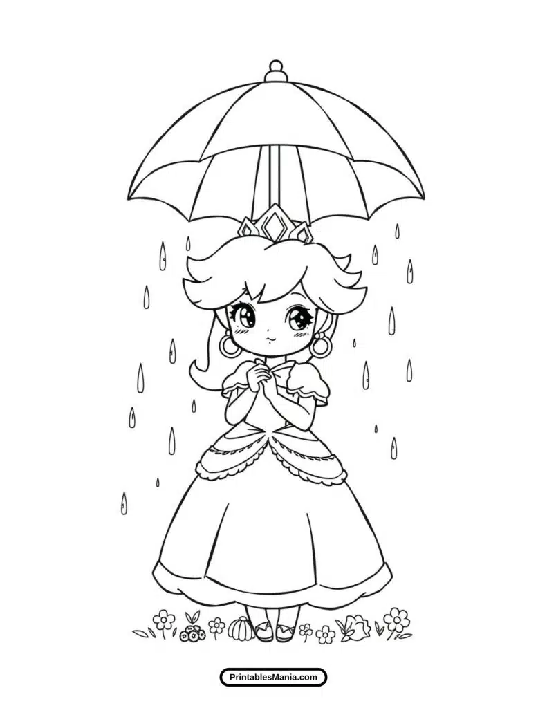 princess peach cute and stylish coloring page