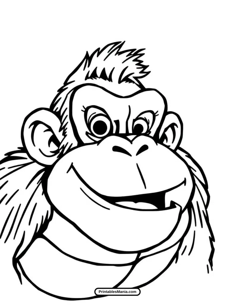 donkey kong face close-up coloring outline