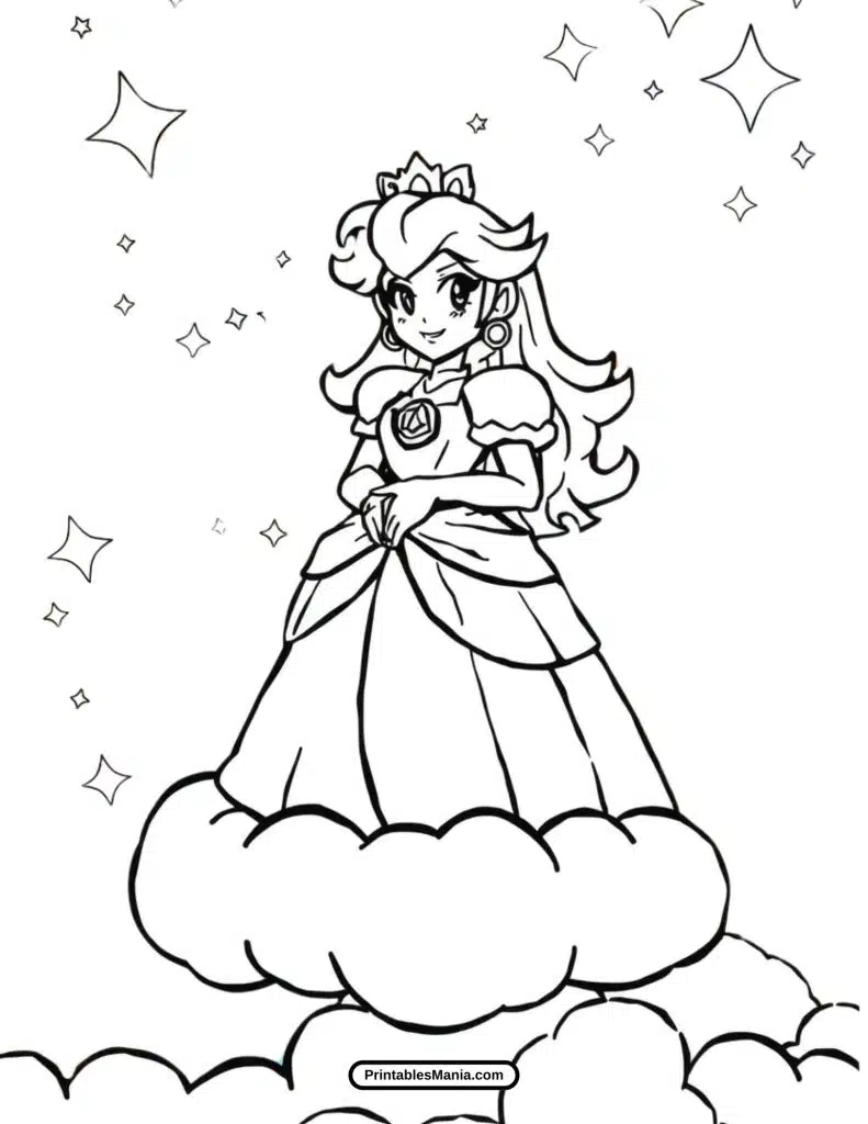 princess peach big smile coloring image