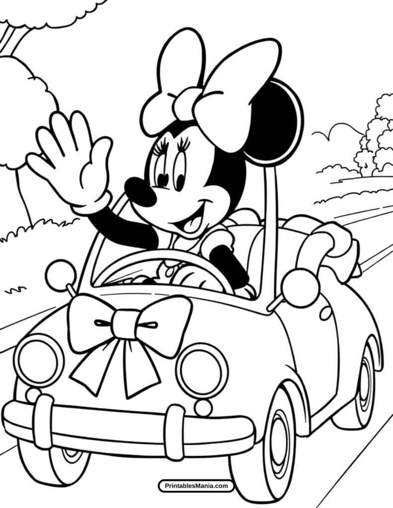 minnie mouse fun-loving character coloring page