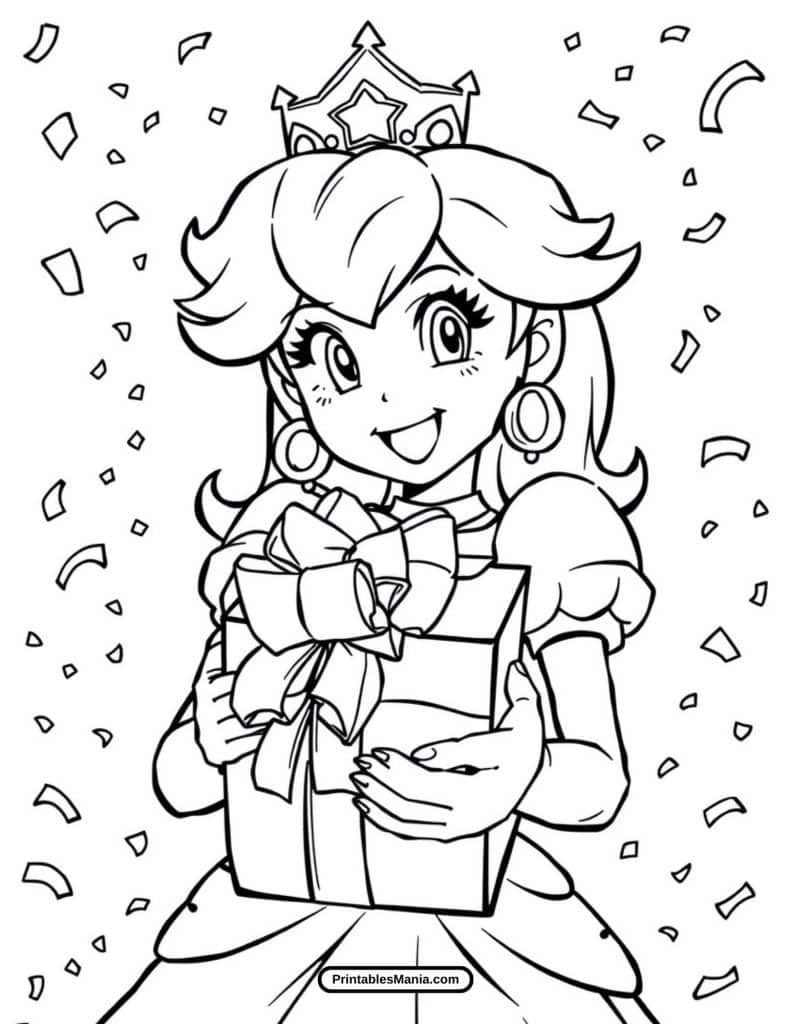 cute princess peach coloring image