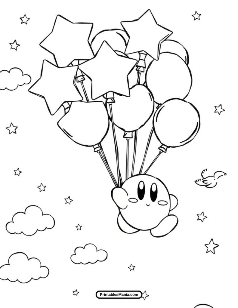 kirby flying with a star printable