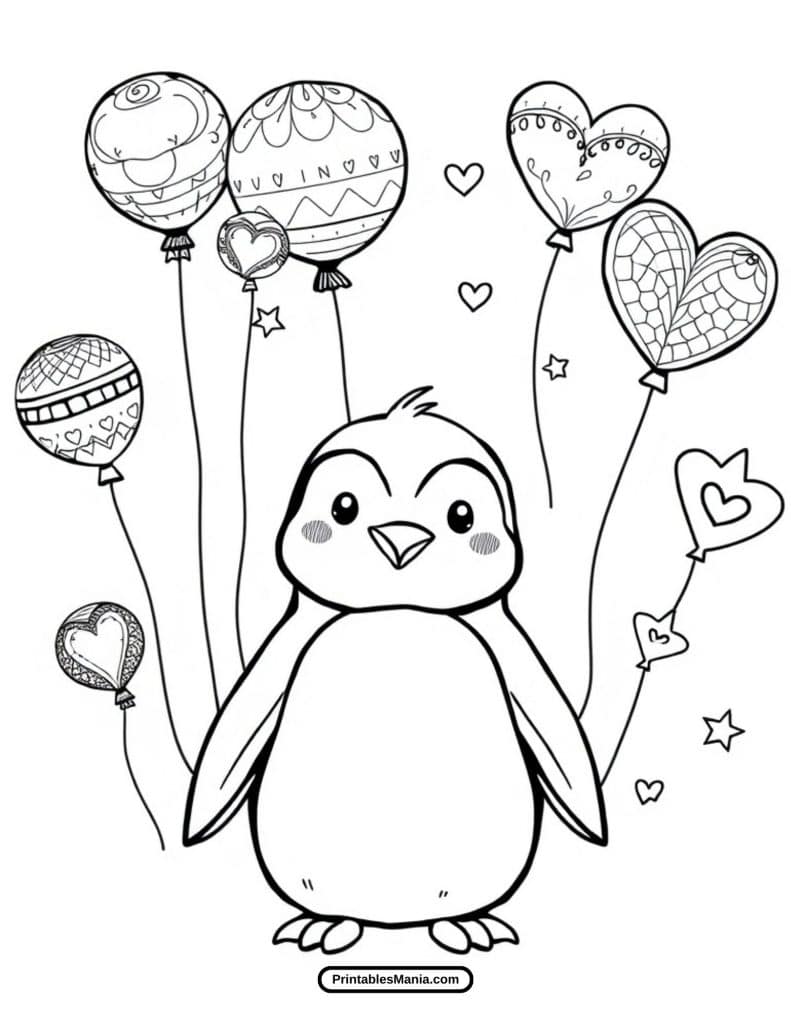 easy penguin coloring page for toddlers