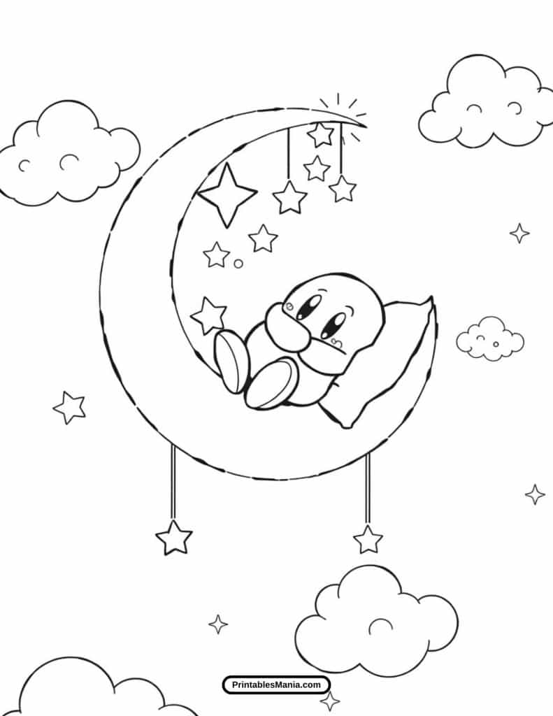 sleepy kirby coloring outline