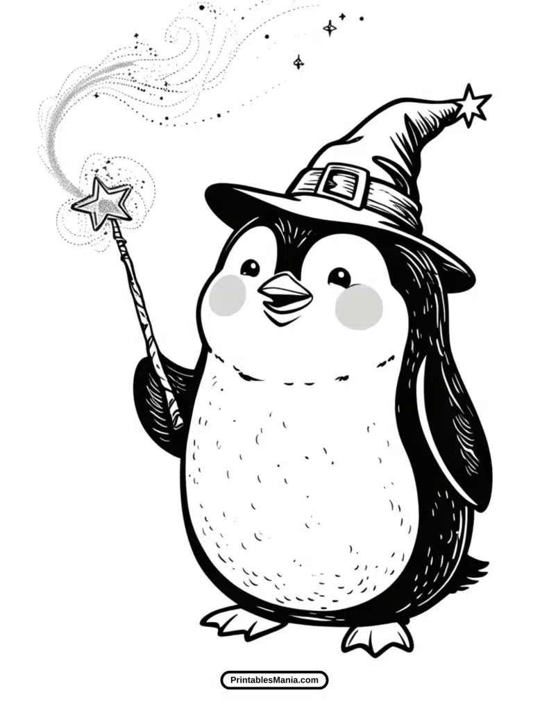 sorcerer penguin coloring page