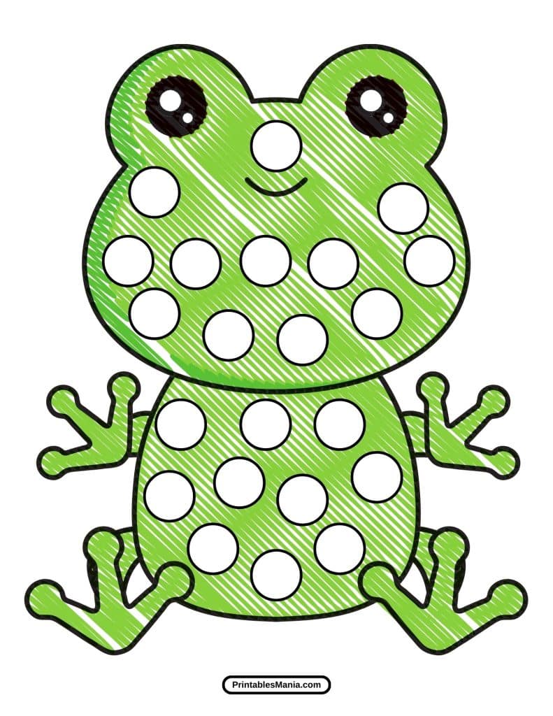 dot marker frog coloring page for kids