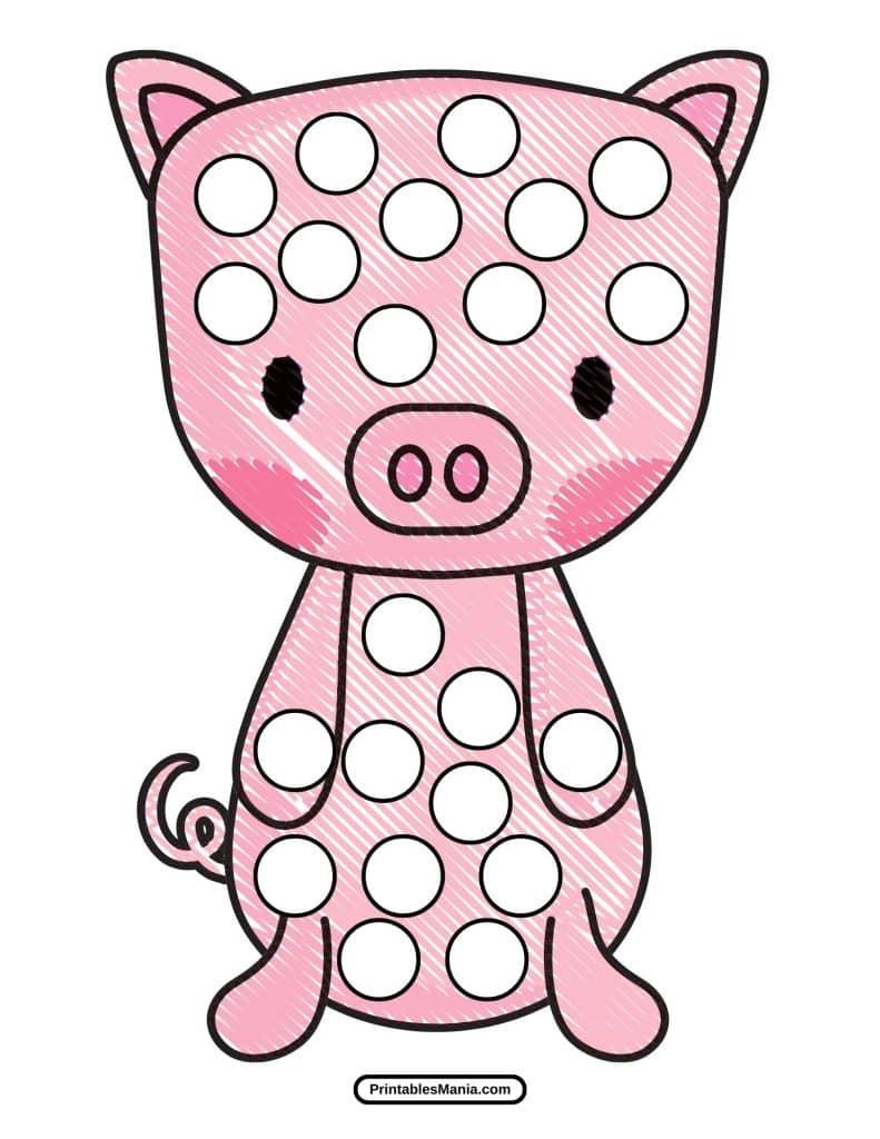 dot marker 
pig coloring sheet