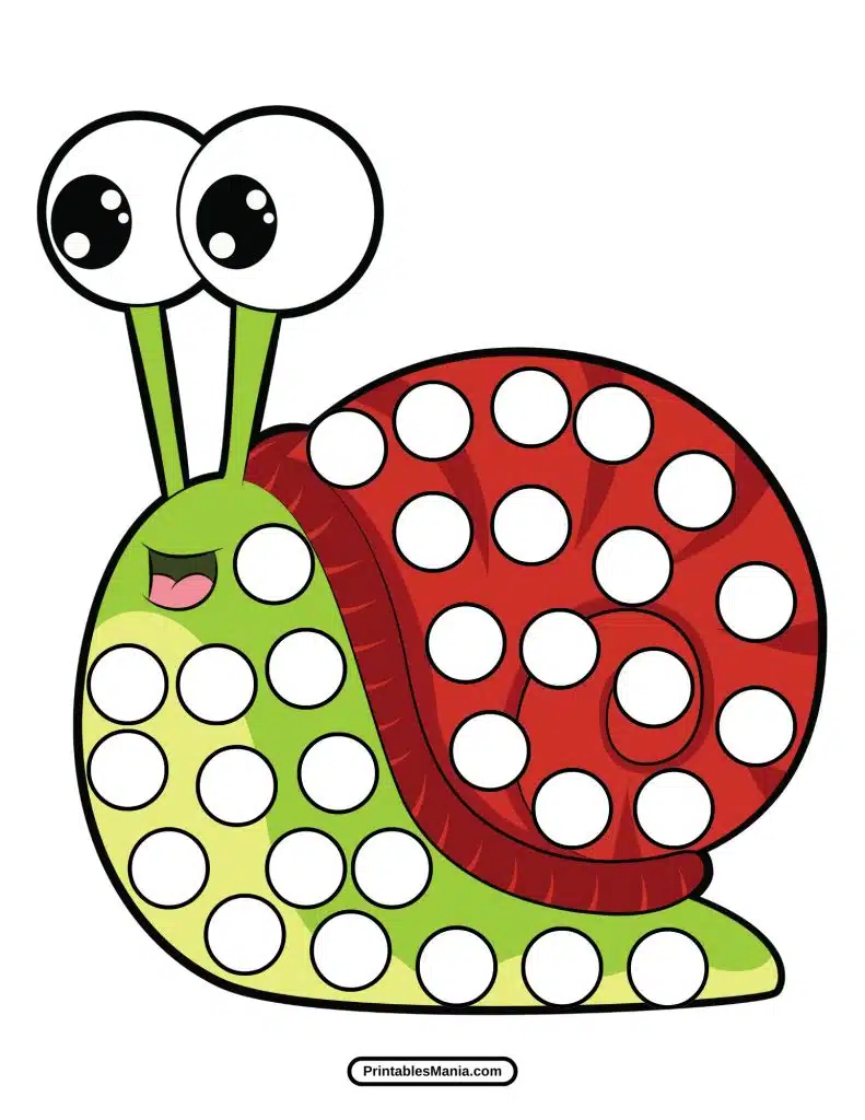 dot marker snail coloring sheet