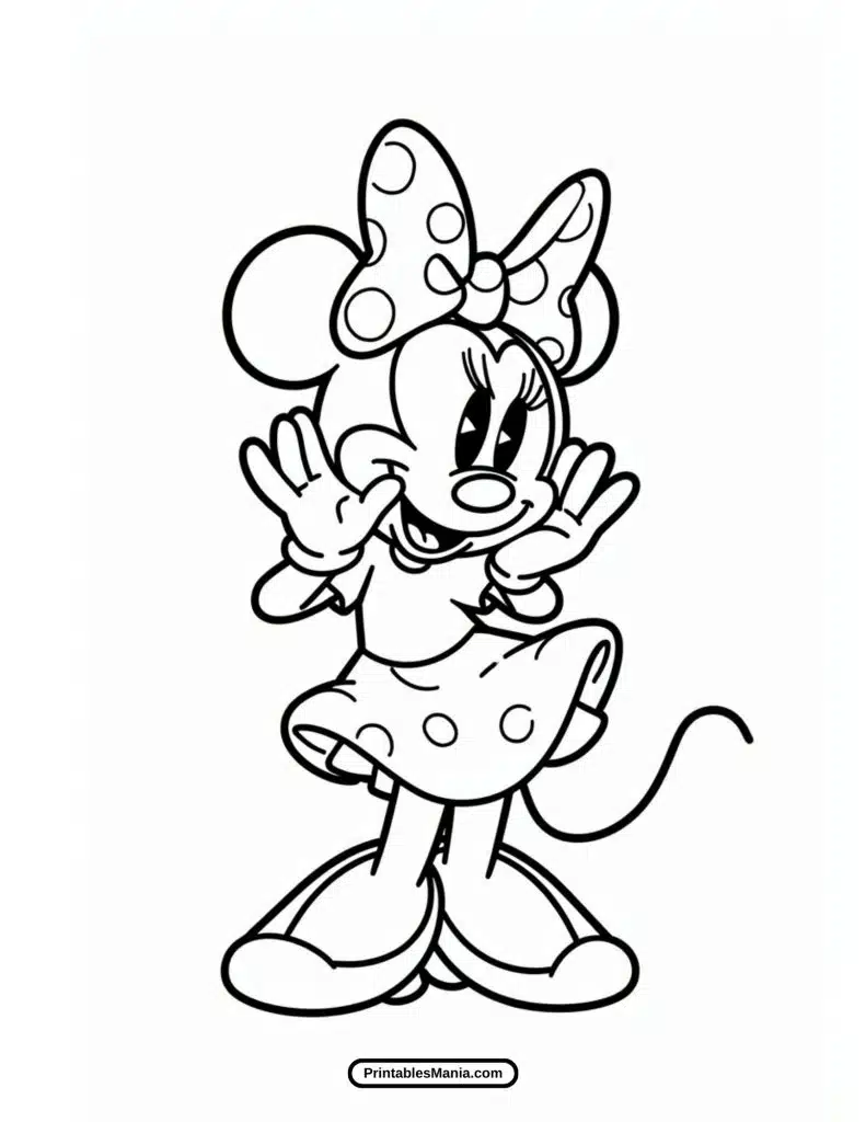 happy minnie mouse coloring sheet