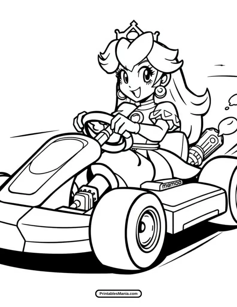 happy princess peach coloring sheet