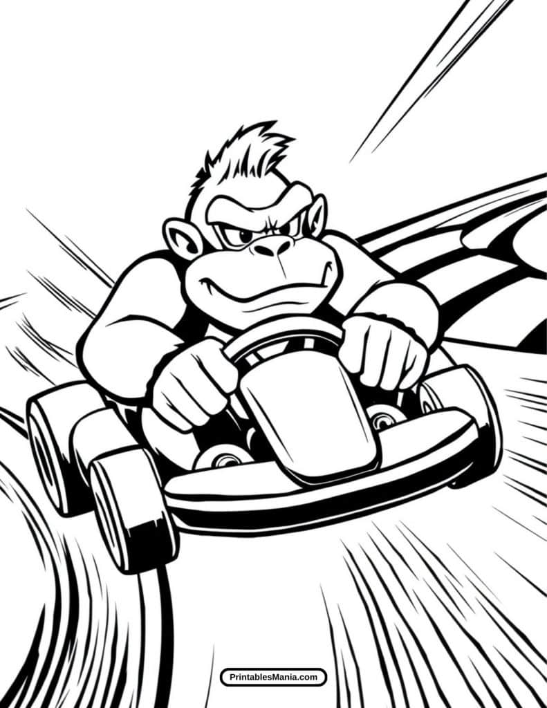 easy donkey kong coloring page for kids