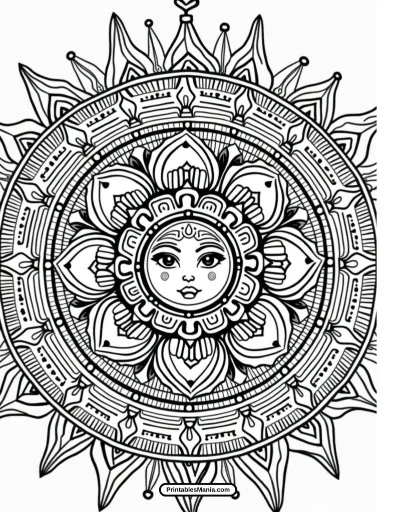 relaxing mandala art with detailed line patterns