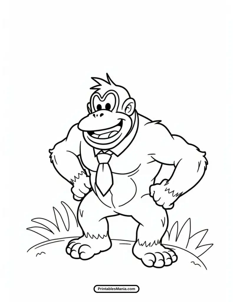 cute donkey kong character outline for coloring