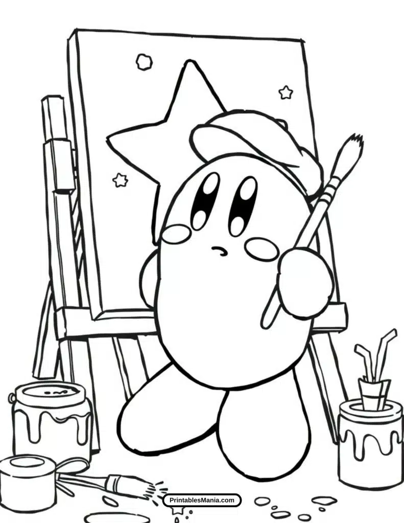 easy kirby face coloring sheet