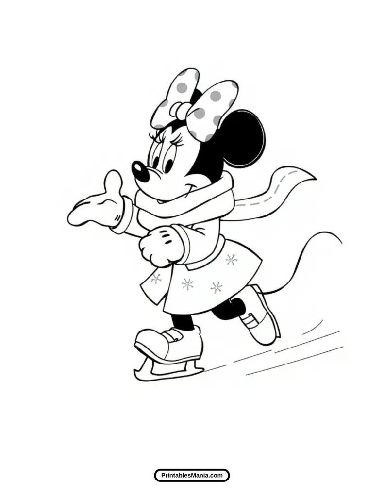 minnie mouse winter holiday coloring image