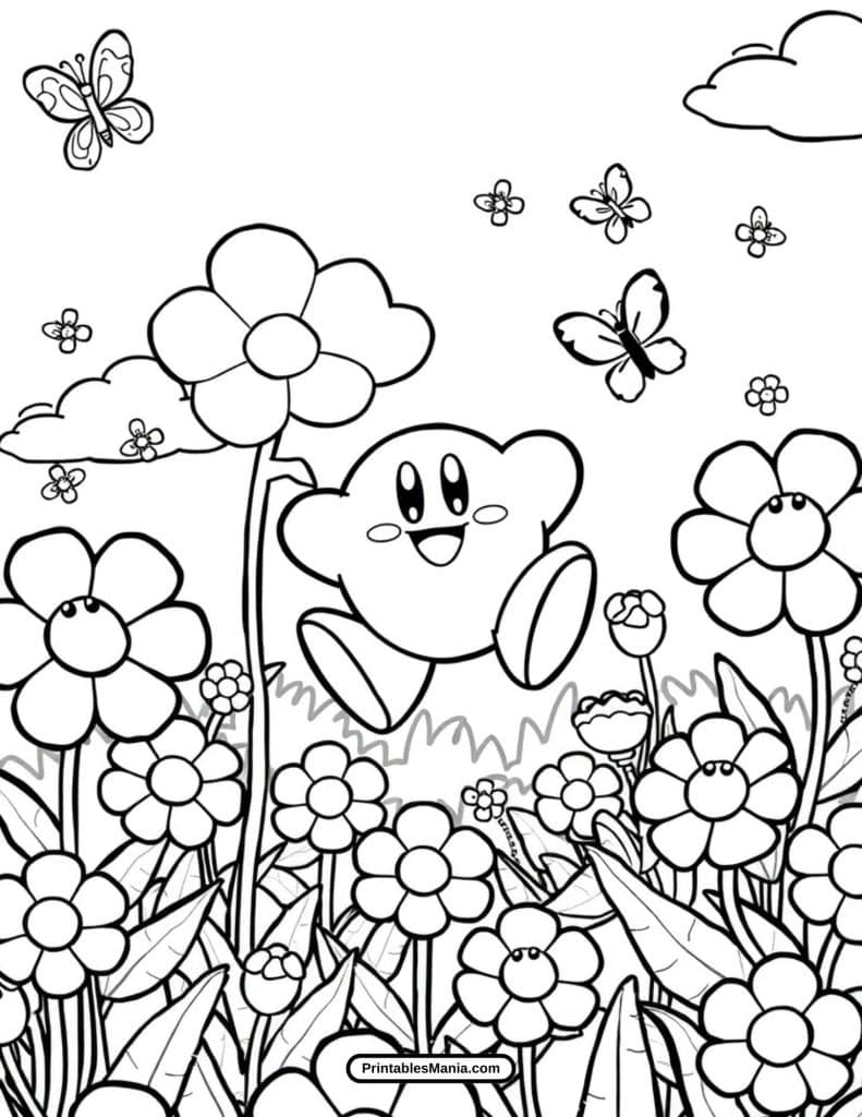 easy chibi kirby printable coloring page