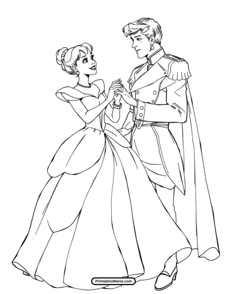 сinderella and prince in wedding attire