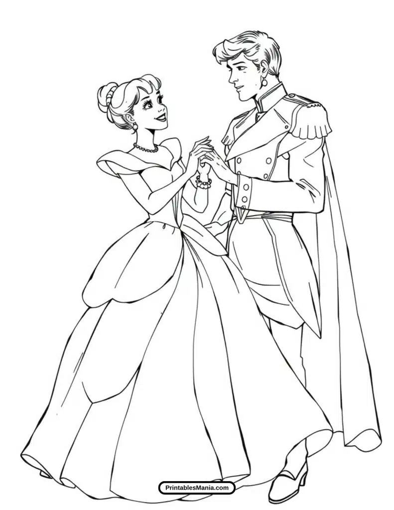 сinderella and prince in wedding attire