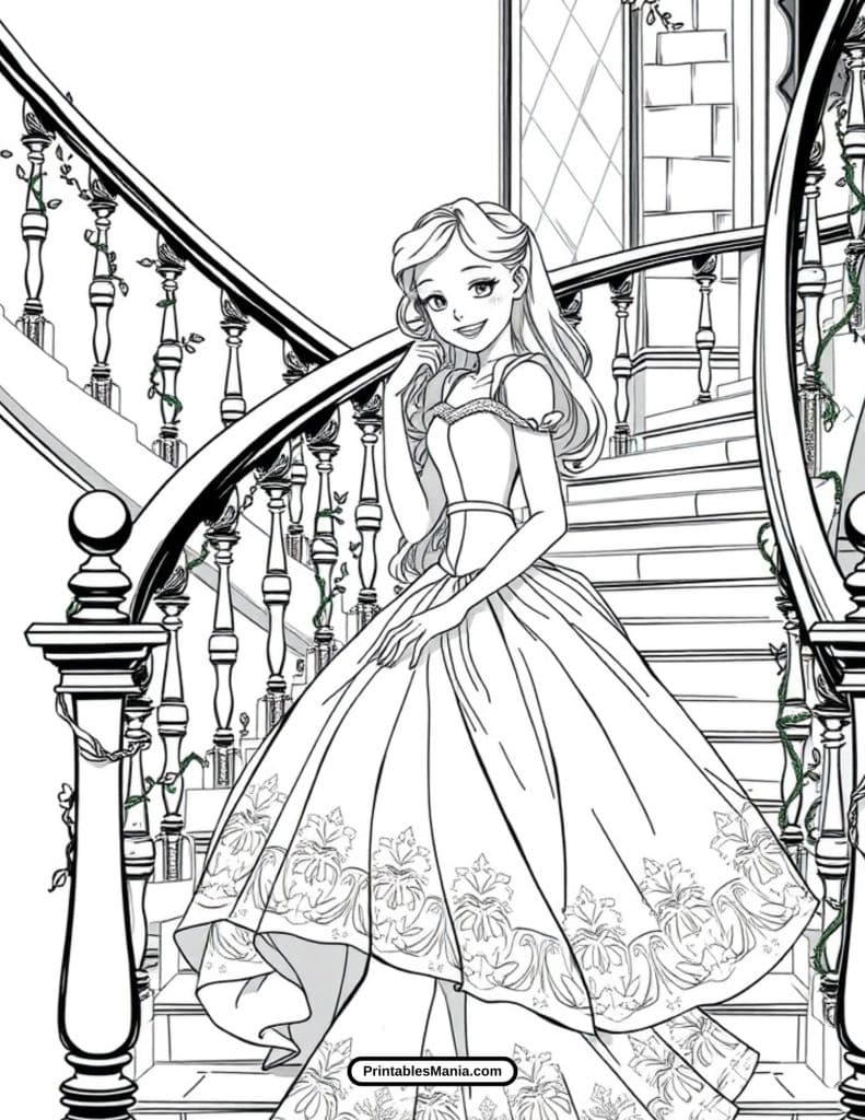 castle courtyard with cinderella