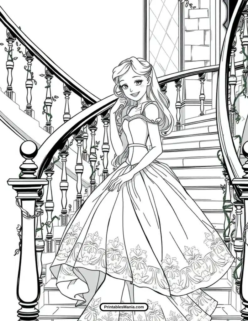 castle courtyard with cinderella